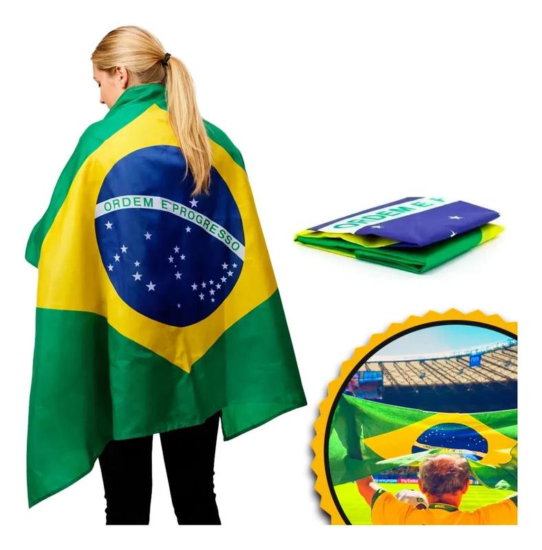 Bandeira Do Brasil Grande 1,50 x 0,90cm para bastao metro Poliéster